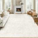 9x12 Area Rugs for Living Room: Washable Large Vintage Floral Rug Low Pile Non-Slip Boho Carpet for Bedroom Dining Home Office (Floral Beige, 9'x12')
