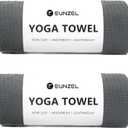 Eunzel 2 Pack Hot Yoga Towel, Non-Slip Yoga Mat Towel with Grip Dots Stickyfiber Sweat Absorbent Towel for Hot Yoga, Pilates and Workout 72" x 24", Dark Grey