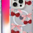 Bow Cherry for iPhone 13 Pro Case, MagSafe Compatible,Matte Soft Slim Shockproof Cover,Anti-Fingerprint,Anti-Yellowing,Anti-Scratch Back,Magnetic Phone Case for Women,Girl,Cute,Girly,Clear