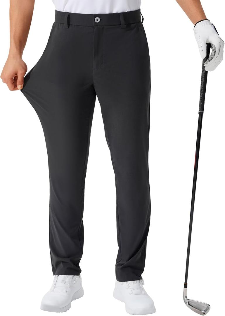 QPNGRP Men's Golf Pants 32" Inseam Lightweight Stretch Work Dress Pants, 38Wx30L