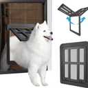 NAMSAN Dog Screen Door, Flap Opening 11.2 x 14.4 inches, Dog Door for Screen Door, Large Pet Door for Sliding Door Magnetic Self-Closing, Screen Door with Doggie Door Built in, Lockable, Black