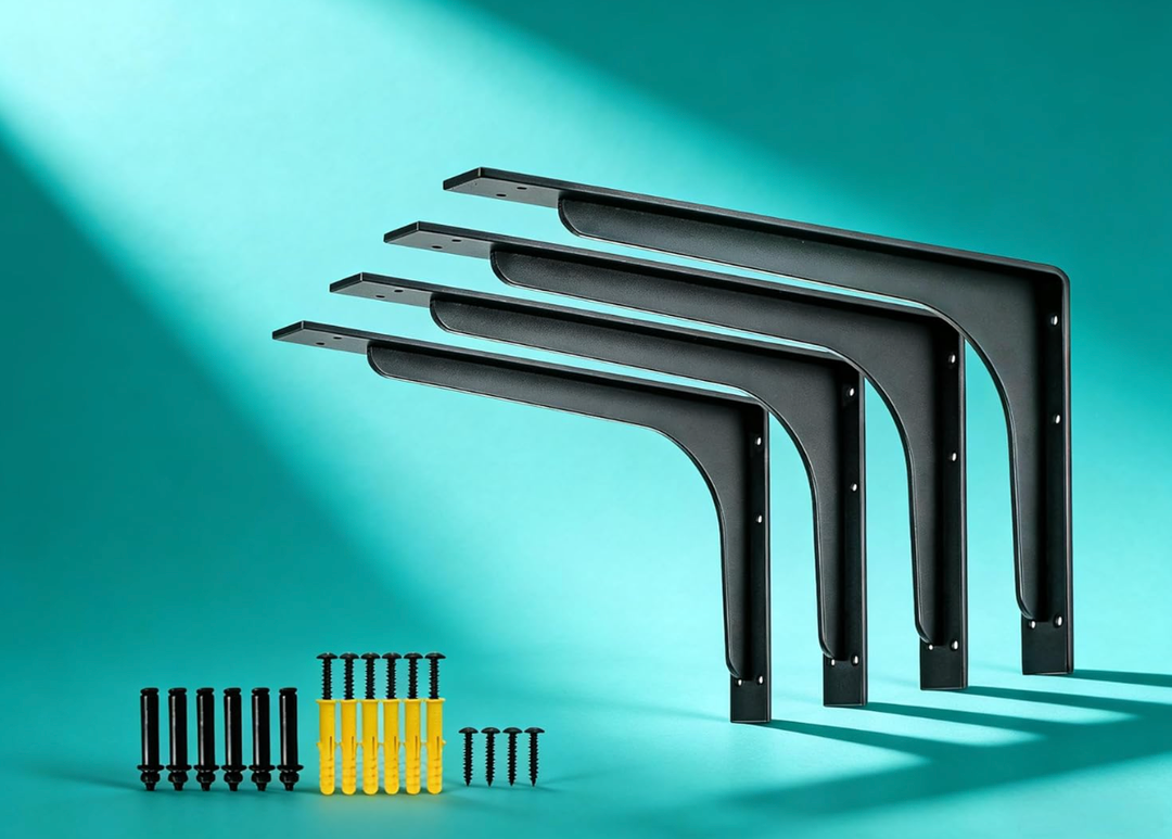 16 inch x 9.5 inch Shelf Support Bracket Heavy Duty, L Shelf Brackets ,max Load 300lbs, , Metal Brackets for Shelves, Counter Bracket ,Corner Brace,Pack of 4.