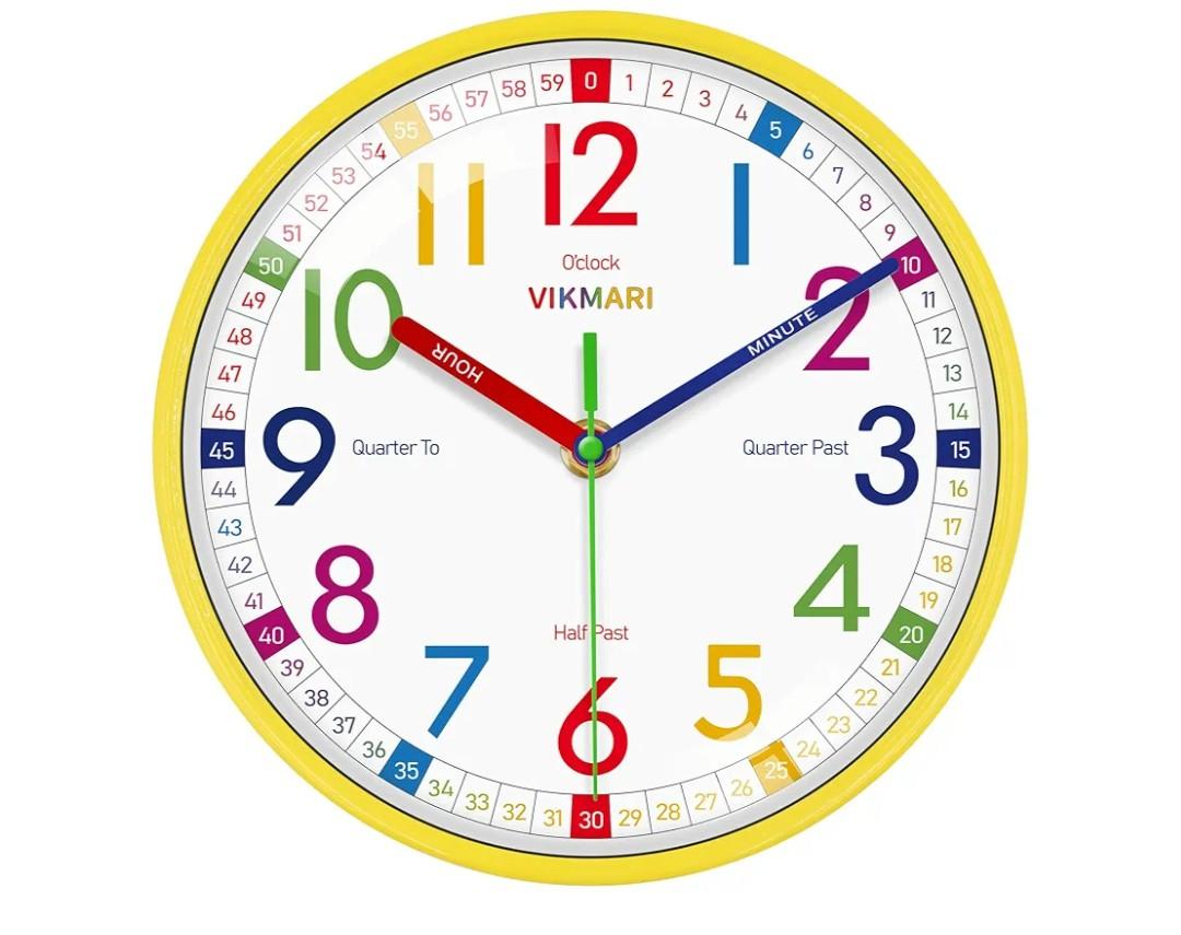 Clocks Telling The Time for Teaching Time-Decorative Clocks for Kids Room Classroom School Playroom (8 Inch)