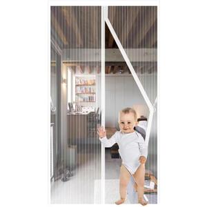 Magnetic Screen Door Fit Door Size 28 x 80 inch, Screen Size 30" x 82" Reinforced Screen Door Middle Opening French Door Mesh with Full Frame Hook&Loop, White