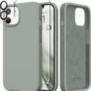 GONEZ Magnetic for iPhone 12 Case / 12 Pro Case, Compatible with MagSafe, [Screen Protector + Camera Lens Protector], Silicone Shockproof Anti-Scratch Protective Phone Case 6.1 inch, Calke Green