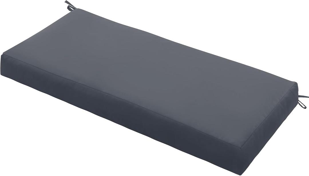 Outdoor Bench Cushion Waterproof 48"x18" Fade-Resistant Patio Furniture Cushion with Ties for Porch Swing, Loveseat, or Indoor Bench Replacement, Dark Grey