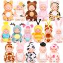 Retrowavy 16 Pcs 4 Inch Mini Reborn Baby Dolls Lifelike Realistic Tiny Baby Doll with Animal Clothes Cute Infant Figurine Gifts Set for Teens Girls Boys Toddlers Kids 3+ Birthday Gifts Big Fillers