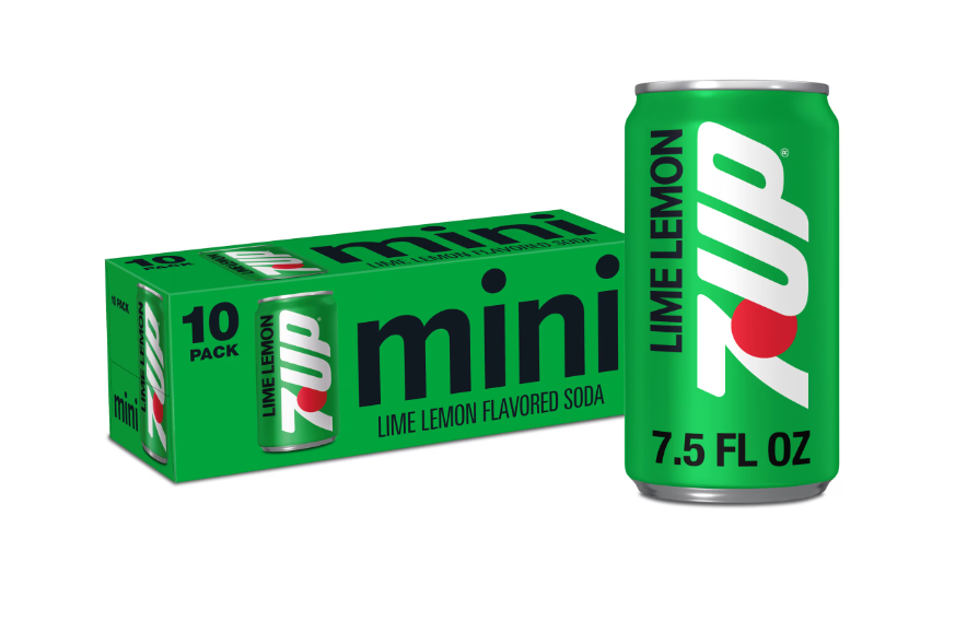 7UP Caffeine Free Lime Lemon Soda Pop, 7.5 fl oz, 10 Pack Cans, BBD11/01/2026