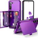 WeLoveCase for Samsung Galaxy S22 Wallet Case with Credit Card Holder & Hidden Mirror, All-Round Protection Shockproof Phone Cover Designed for Samsung Galaxy S22 5G, 6.1 inch Purple