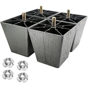Murtenze 4Pack 4 inch Sofa Legs, Square Tapered Plastic Couch Legs Replacement Furniture Legs with M10 Hanger Bolts for Chair Sofa Dresser Cabinet Loveseats Ottoman Bed