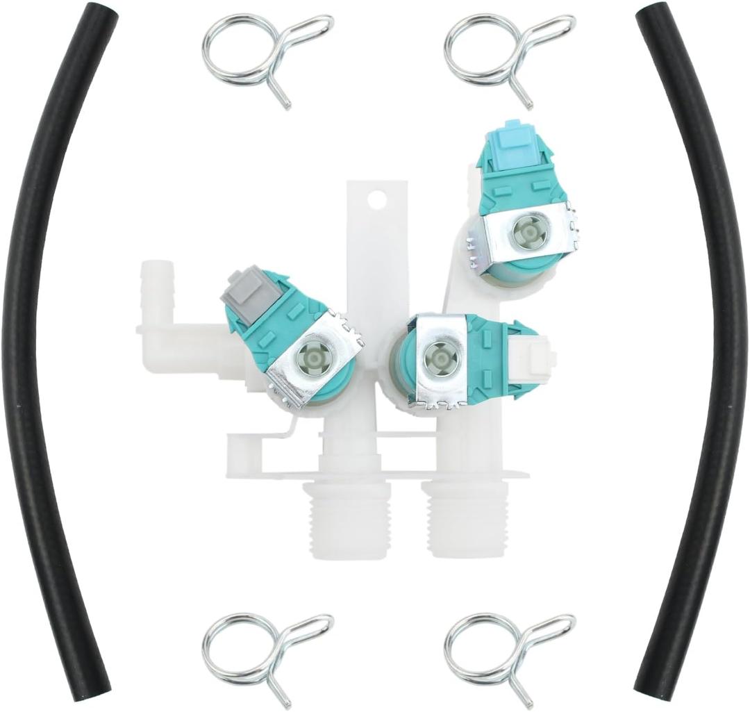 CHIHIOL W10599356 W10509710 Washer Water Valve Replacement Compatible with Whirlpool Front Load Clothes Washing Machines Fill Valve with 2 Hoses