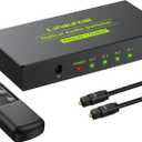 LiNKFOR Digital Toslink Optical 4x1 Switch with 3ft Optical Cable and IR Remote Control Aluminum Alloy Digital Audio SPDIF Toslink Optical Fiber Switcher 4 in 1 Out for PS3 Xbox Blue-Ray DVD HDTV, ULKVC232