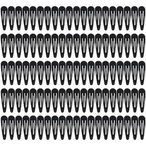 100Pcs Snap Hair Clips, Sublaga 2 Inch Bend Hair Clips, Metal Barrettes, No Slip Cute Solid Candy Color Hair Accessories for Girls, Women, Kids Teens or Toddlers (100pcs Black)