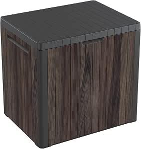 Keter Signature 113L City Outdoor Garden Storage Box - Rosewood | Compact, Weather‑Resistant Storage with Lockable Lid & Multi‑Functional Design