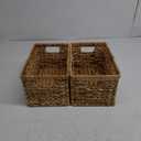 StorageWorks Wicker Basket, Baskets for Organizing, Storage Basket with Built-in Handles, Water Hyacinth Shelves (Medium 2-Pack, Natural Hyacinth) (13"D x 8"W x 7"H)
