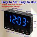 Portable Digital FM Radio Alarm Clock FM Radio Wake Up,USB Charging, Dimmer & Volume Dial, Snooze, Battery Backup Small Bedside Clock for Bedroom, Travel, and Desk