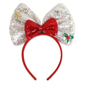 2 x CHUN-YAN Christmas Headbands for Women - Glitter Christmas Bow headband - Berry Design for Holiday Headwear - Hair Accessories Holiday Party Favors