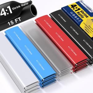haisstronica 4:1 Heat Shrink Tubing Kit,1Inch 15Ft Adhesive Lined Marine Resistant Grade Shrink Wrap, Perfect for Home and Industrial,5 Colors