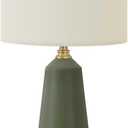Monarch Specialties I 9624 LightingTable Lamp, Green Ceramic, Ivory/Cream Shade, Contemporary