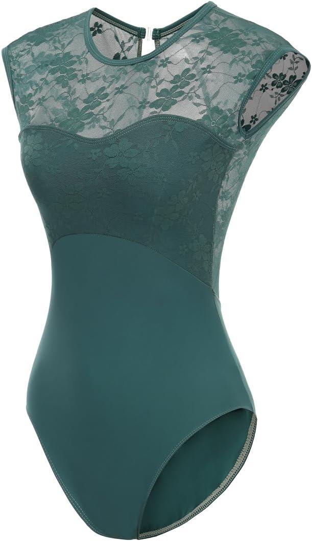 Women Short Sleeve Ballet Leotards for Adult Dance Gymnastics Bodysuit S