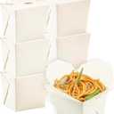 Restaurantware Chinese Take Out Boxes 25 Pack of 8 oz Grease-resistant Party Take Out Food Containers Disposable Stackable Asian Square White Paper To Go Boxes For Restaurants