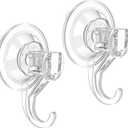 VIS'V Suction Cup Hooks, Small Shower Suction Hooks, Heavy Duty, Removable and Reusable, Clear, 2 Pcs