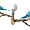 Bird Perch Stand with Suction Cup, Parrot Climbing Standing Branches, Window Bath Car Travel Perch Stand for Small and Medium Bird Cockatiels Lovebirds (Two-Y-Type Wood Window Perch)