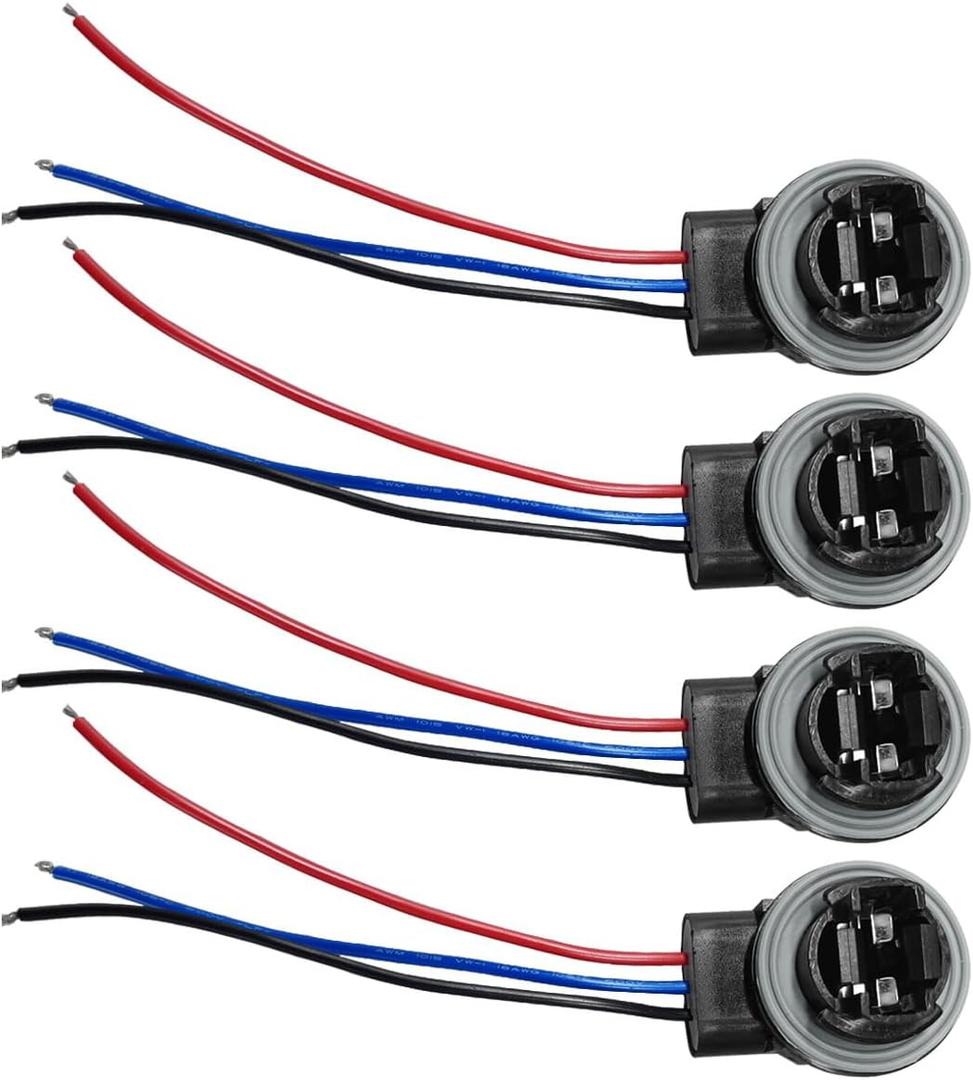 4PCS 3157 Car Wire Harness Pigtail Socket, Car LED and Standard Bulb Sockets Female Adapters, Auto Socket Plug Connectors for Brake Light, Turn Signal Light, Daytime Running Light