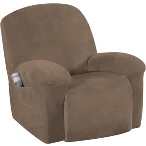 H.VERSAILTEX Stretch Recliner Slipcovers Recliner Chair Cover Sofa Furniture Cover 1-Piece Modern Rich Velvet Form Fit Stylish Protector Feature Rich and Soft Fabric (Coco Mocha, Large)