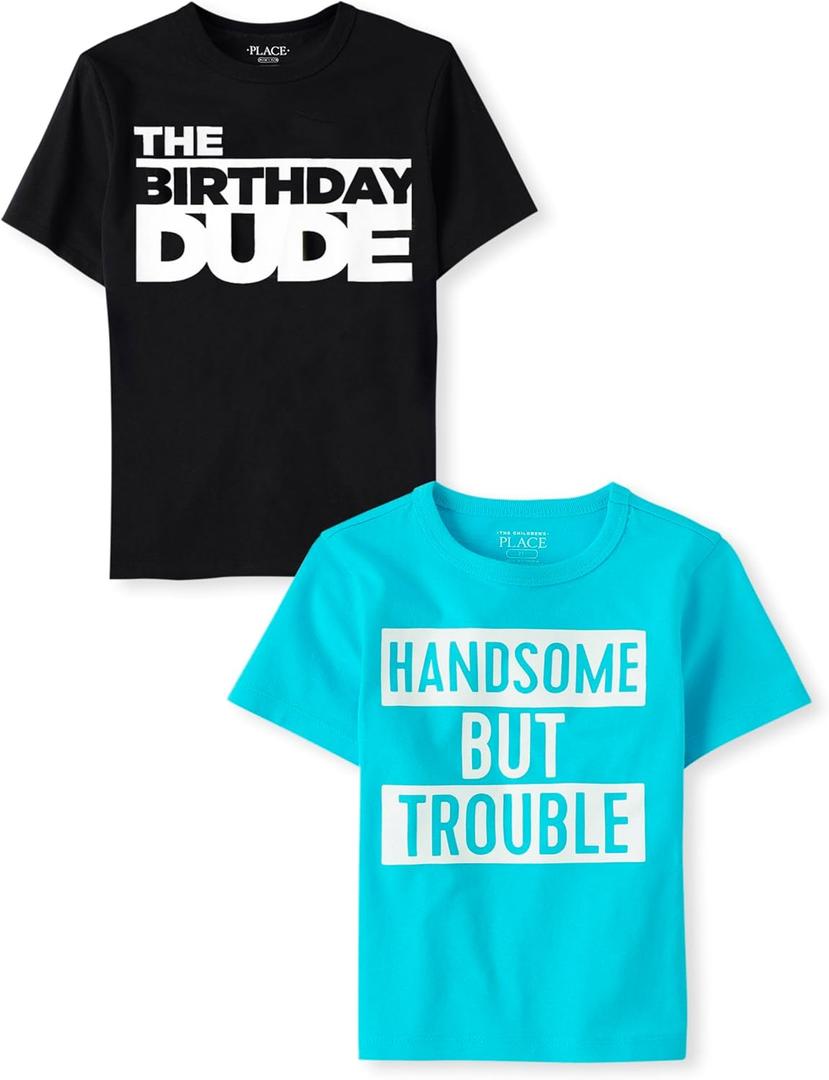 The Children's Place Baby-Boys and Toddler All Holidays,Birthdays Short Sleeve Graphic T-Shirts,2 Pack (6-9 Months)