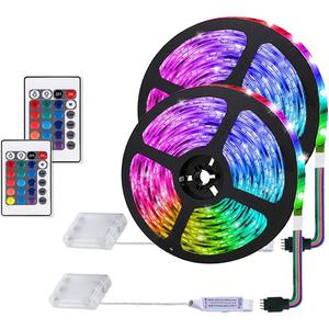 2m Battery Powered Led Strip Lights, LED Strip with 24 Keys Remote Control for Party and DIY Decoration, 2 Pack