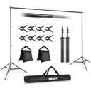 EMART Backdrop Stand 10x7ft(WxH) Photo Studio Adjustable Background Stand Support kit with 2 Crossbars, 8 Clamps, 2 Sandbags and Carry Bag for Parties, Events Decoration, Wedding, Photography