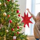 3 x 3pcs Christmas Paper Star Lanterns, Nine-Pointed Red Paper Star Hanging Lampshades Decorations for Home Party Holiday