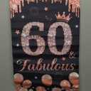 Rose Gold 60 & Fabulous Door Sign for Birthday Decorations - Pink Happy Sweet 60th Party Porch Banner Hanger for Women - Party Supplies