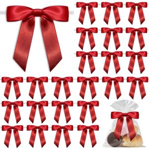 60 PCS Bows for Gift Wrapping - 3" Premium Satin Ribbon Bows Premade Twist Tie Bow for Treat Bags Cake Pop Bow for Wedding Favors Small Bows for Baby Shower Decorations