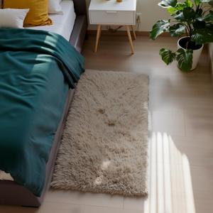 Fluffy Rug Shaggy Area Rug, Beige 2x4 Area Rugs for Bedroom, Small Bedside Rug, Soft Fluffy Shaggy Entryway Throw Rugs for Living Room Bedroom Kids Room Home Decor
