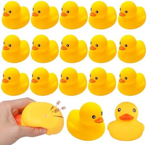 Yellow Rubber Ducks Bath Toys 24Pack, Bathtub Floating Squeaky Duck Bulk Baby Preschool Bath Toy for Baby Shower Infants Kids Toddler Birthday Party Decoration Gift (Large)