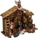 Kurt Adler 12-Piece Nativity Set with Wooden Stable