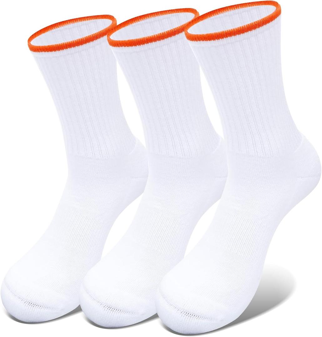 Anti-Blister Performance Sport Socks Seamless Toe Arch Compression Breathable Cotton Athletic Socks for Running Gym (White)