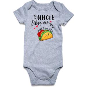 Baby Boys Girls Bodysuit Infant Funny Outfit Newborn Short Sleeve Romper Clothes Baby Jumpsuit 0-12 Months (3-6 Months, A My Uncle Likes Me More Than Tacos)