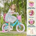 Glerc Maggie Girls Bike, 14 Inch Kids Bike for 2-13 Years Old Children, Princess Style Kids Bicycle with Doll-Seat & Basket & Training Wheels, Multiple Colors, 14 Inch
