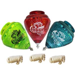 3 Pack Jumbo Cobra Durable Plastic Spin Tops for Kids Metal Tip Made in Mexico - Trompo Mexicano Jumbo Cobra Plico Durable & Punta de Metal (Pack of 3 Assorted Colors)