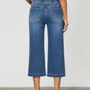 GRAPENT Capri Jeans for Women Wide Leg High Waisted Effortless Flow Pull On Stretchy Denim Elastic Waist Pants with Pockets, Size XL