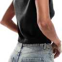 Women's Summer Fall Off The Shoulder Cropped Sweater Tops 2025 Casual Trendy Sleeveless Y2k Knit Tank Pullover (Black, XL)