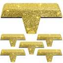 [Glitter] Stocking Holders for Mantle Gold - Set 6, Metal Christmas Stocking Holder, Weighted Stocking Hangers with Non-Slip Protective Pad, Flat Stocking Holders for Mantle | TV Stand | Staircase