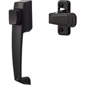 Ideal Security Door Handle with Inside Latch for Storm and Screen Doors, Black (2-Piece Set)