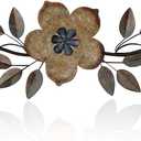 Wesiti Metal Flower Wall Decor Vintage Spring Metal Flower Wrought Iron Scroll Sculpture 15.7''x3.7'' Farmhouse Leaves Wall Decor with Nails for Spring Living Room Bedroom Indoor Outdoor(Colorful)
