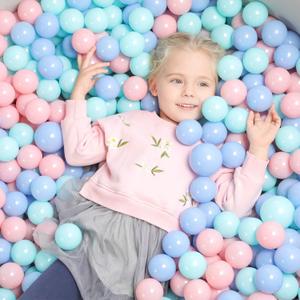 TRENDBOX 100 pcs Macaron Ball Pit Balls Plastic Balls for Ball Pit Pool Playpen Babies Kids Children Birthday Parties (Macaroon Tri-color)