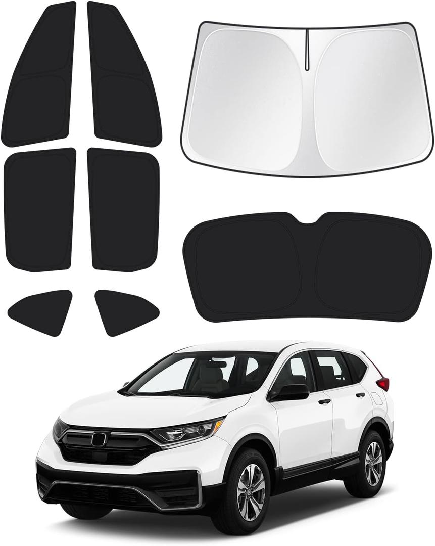 Canvcle Window Shades for Honda CRV 2017-2022 CR-V Accessories Windshield Sun Shade Side Rear Window Cover Sunshade Sun Visor Shield Privacy Protection for Camping Keep Vehicle Cool Black 8PCS