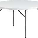 Flash Furniture Elon 4' Round All-Occasion Plastic Folding Event Table, Foldable Portable Banquet Table for Indoor/Outdoor Events, White